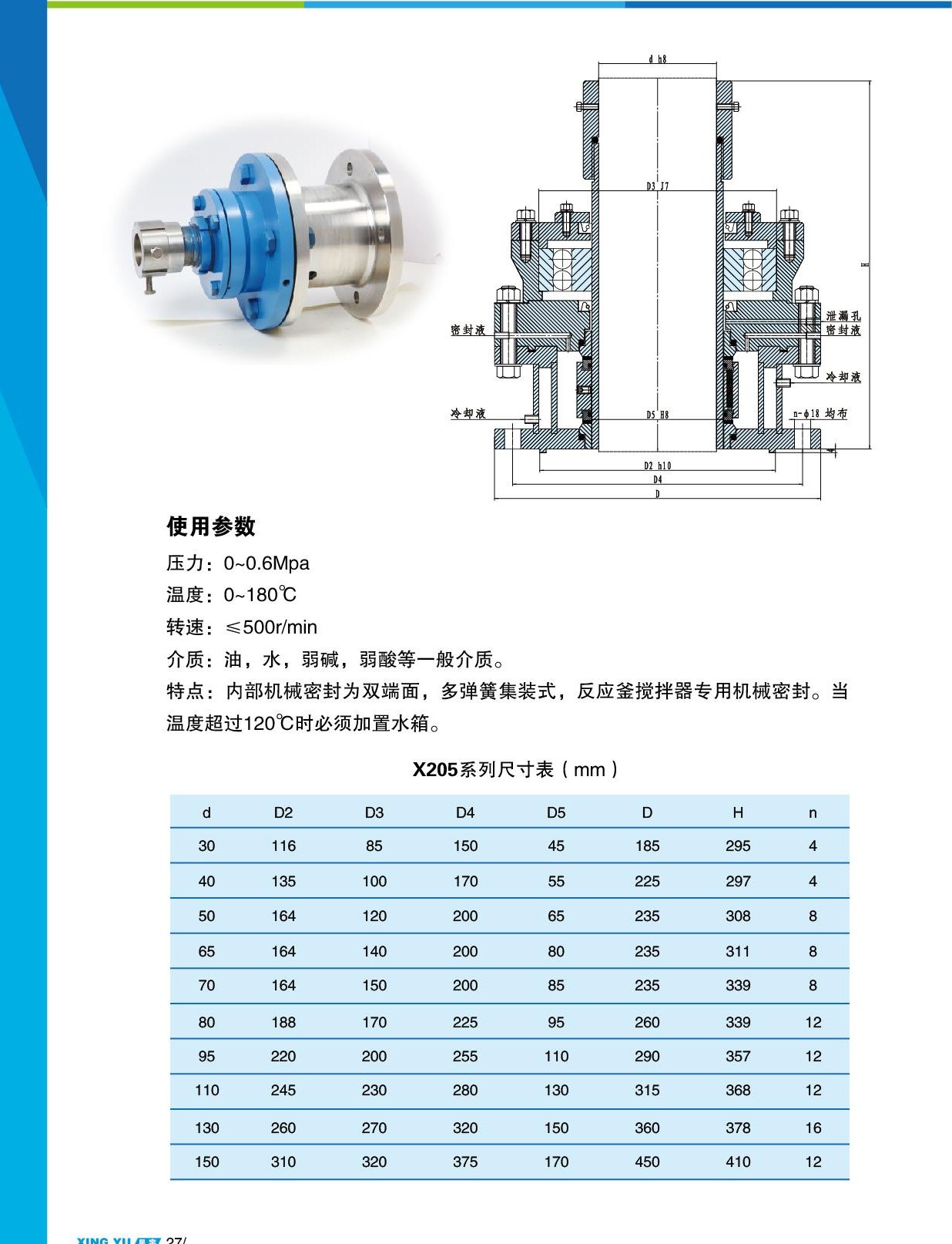 X205 尺寸参数表