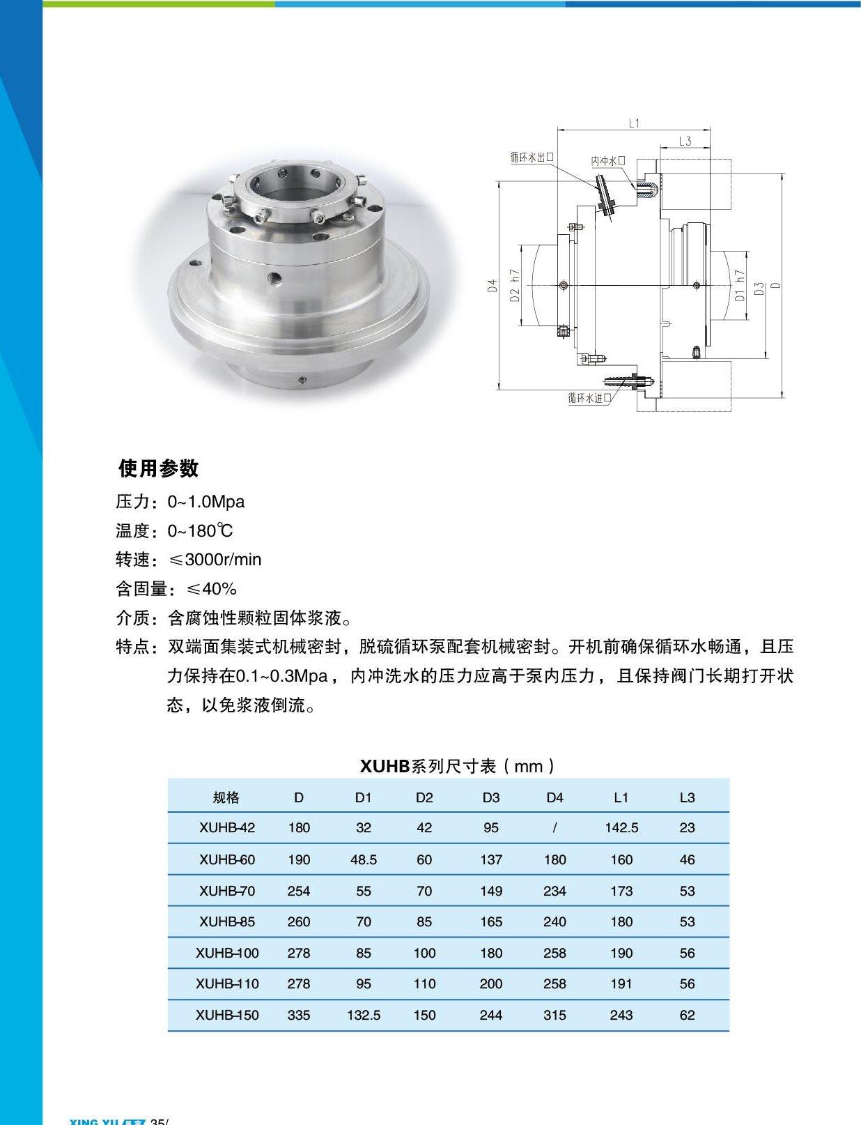 XUHB 尺寸参数表