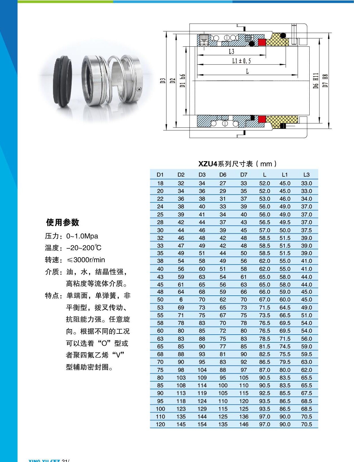 XZU4 尺寸参数表